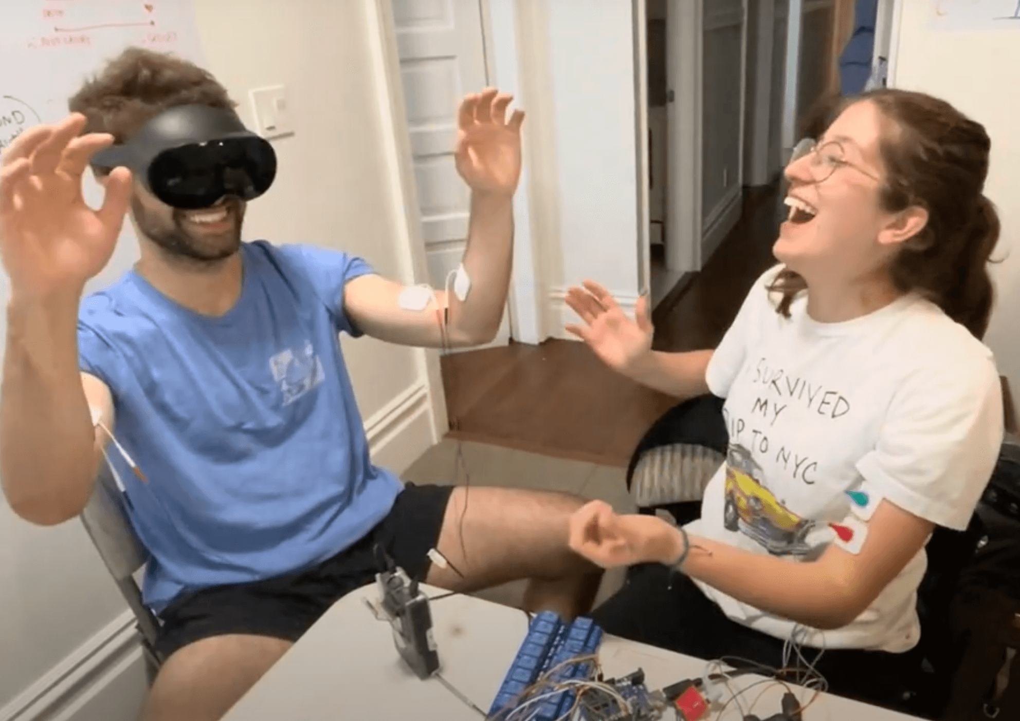 Empathy Machine: an interplay between stimulating muscles and detecting stimulation